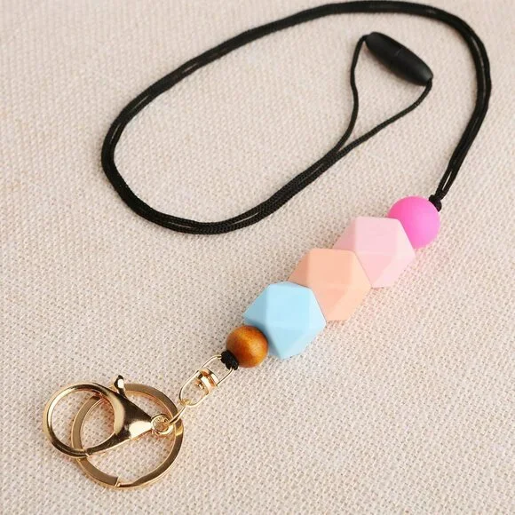 3PCS Teacher Breakaway Lanyards for Id Badges and Keys, Beaded Cute Badge Lanyar - Picture 3 of 7